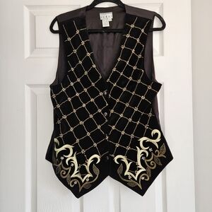 Kenar Black Vest with Gold Pattern